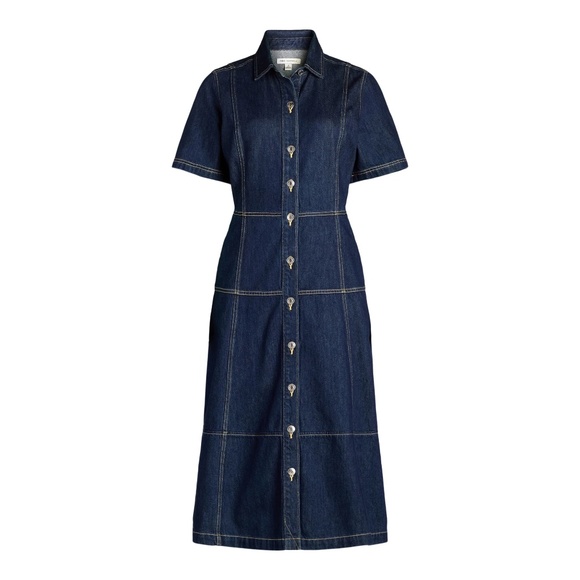 NEW Free Assembly Women's 100% cotton Denim Button Front Cotton Midi Dress L - Picture 1 of 9
